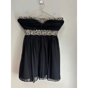 My Michelle 3 black rhinestone chest -waist tulle lined a line party - prom dres